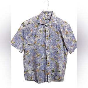 Alan Flusser‎ Mens Medium Floral Short Sleeve Button Down Shirt